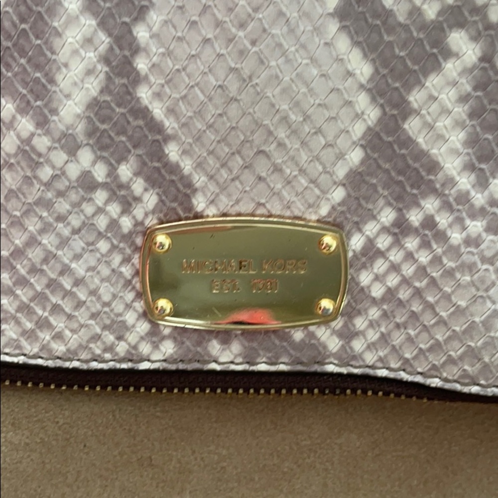 Michael Kors Python Dark Sand Suede Shoulder - image 2